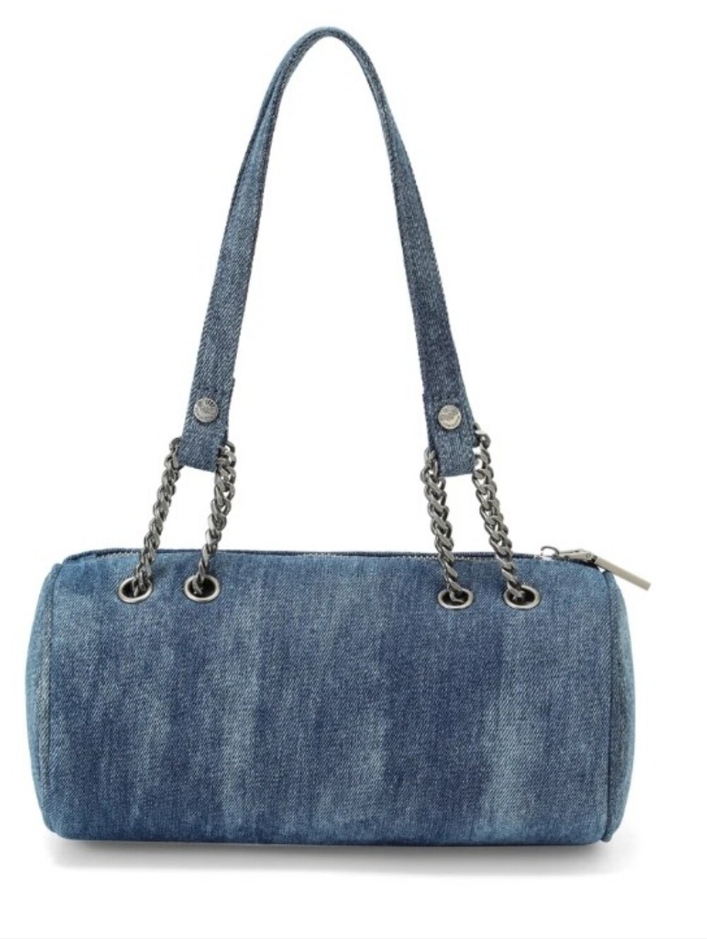 Von Dutch Distressed Denim Barrel Shoulder Bag - Picture 11 of 15
